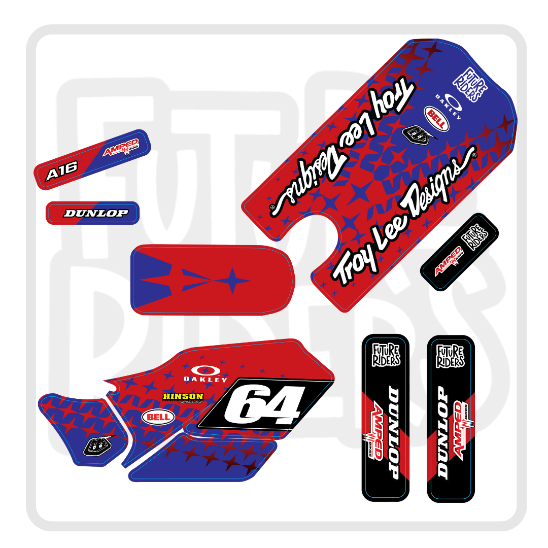 Amped A16 Troy Lee Designs Decal Kit, Red and Blue