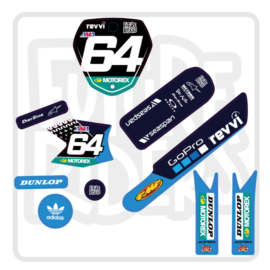 Revvi 12 inch Decal Kit - Go pro Edition in blue